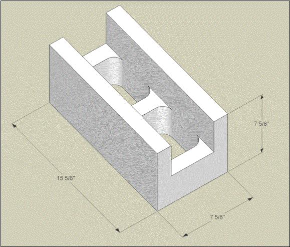 Concrete Masonry Unit CMU-8x8x16 Standard (2-cell)